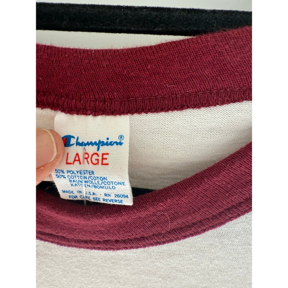 Vintage 1980’s Champion Harvard Ringer Tee, Sz L - Picture 6 of 10